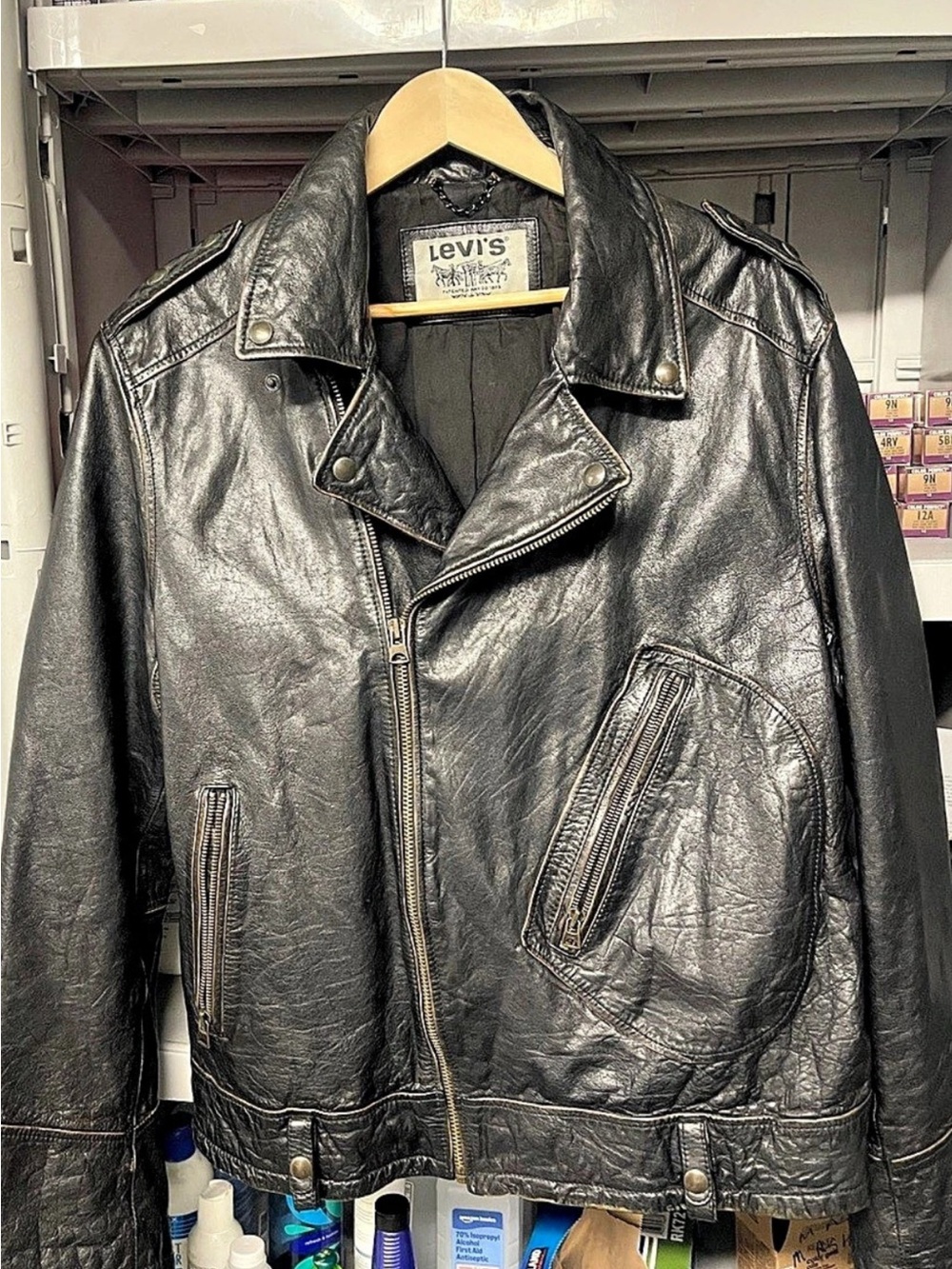 Levi's Black Leather Motorcycle Jacket